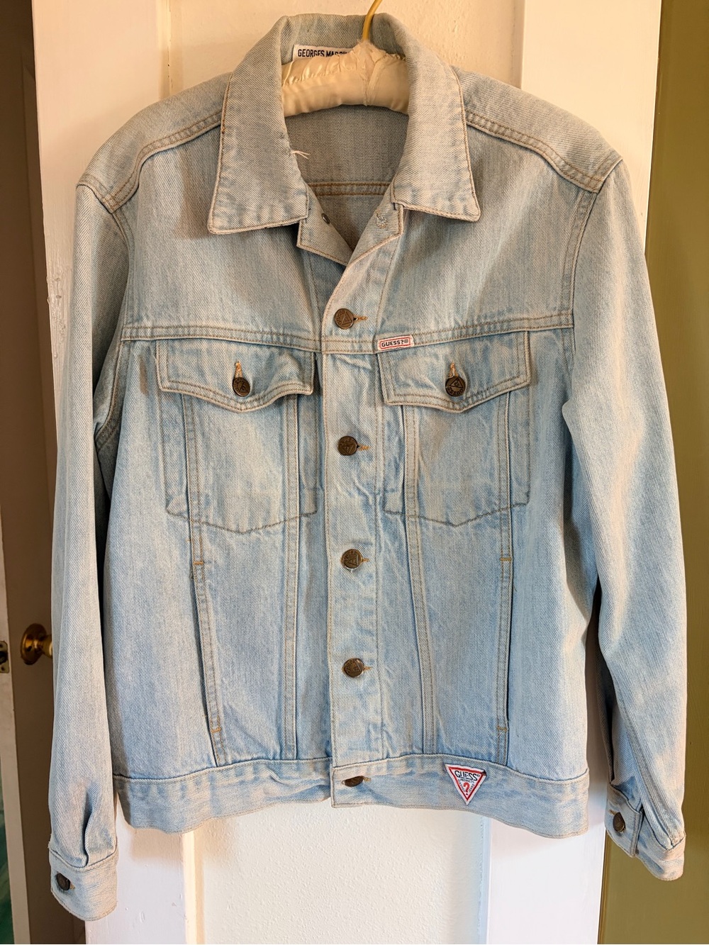 Vintage 80s Guess Georges Marciano Denim Jacket Light Wash Size S Made in USA